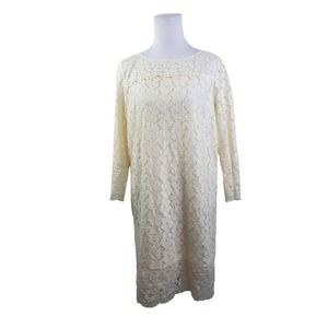 Tibi 12 Women LARGE dress Lace Knee‎ Length Shift Sleeveless Ivory Formal Party